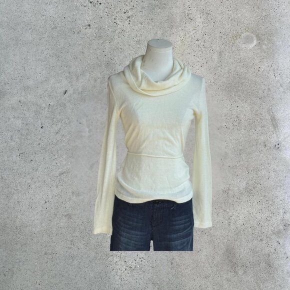 vintage cowl neck cream sweater - Picture 1 of 5